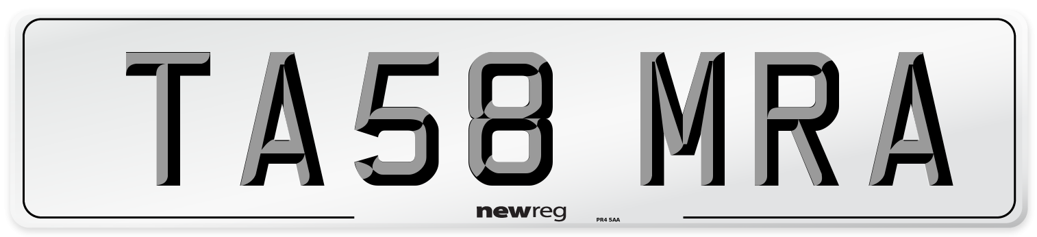 TA58 MRA Number Plate from New Reg